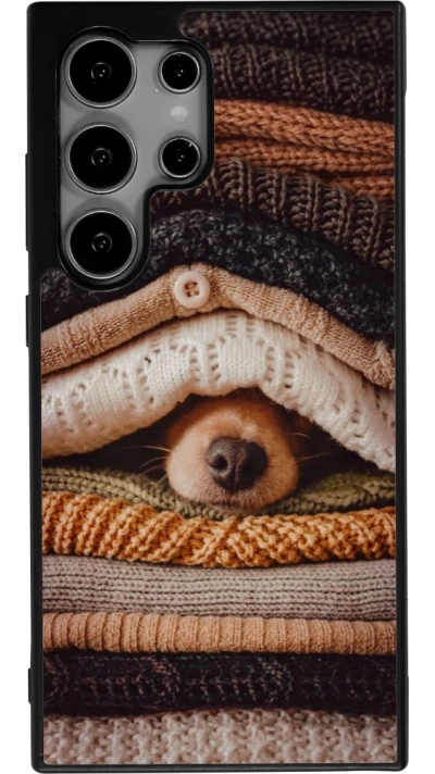 Coque Samsung Galaxy S25 Ultra - Silicone rigide noir Autumn 26 Dog under the covers
