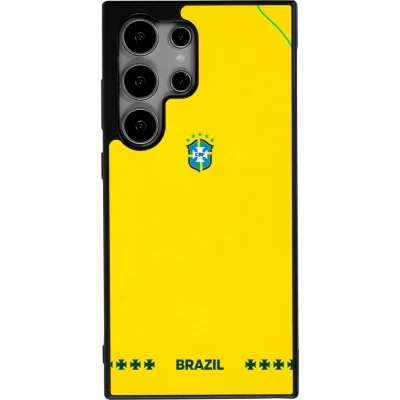 Coque Samsung Galaxy S25 Ultra - Silicone rigide noir Maillot de football Bresil 2026 personnalisable