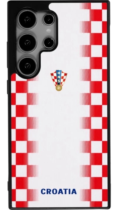 Coque Samsung Galaxy S25 Ultra - Silicone rigide noir Maillot de football Croatie 2026 personnalisable