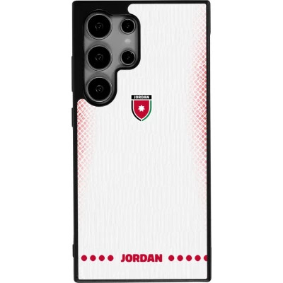 Coque Samsung Galaxy S25 Ultra - Silicone rigide noir Maillot de football Jordanie 2026 personnalisable