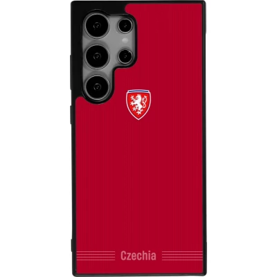 Coque Samsung Galaxy S25 Ultra - Silicone rigide noir Maillot de football Répuplique Tchèque 2026 personnalisable