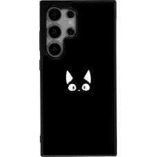 Samsung Galaxy S25 Ultra Case Hülle - Silikon schwarz Funny cat on black