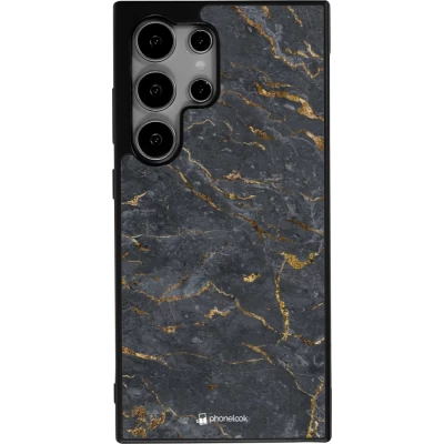Coque Samsung Galaxy S25 Ultra - Silicone rigide noir Grey Gold Marble