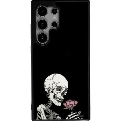 Samsung Galaxy S25 Ultra Case Hülle - Silikon schwarz Halloween 2023 rose and skeleton