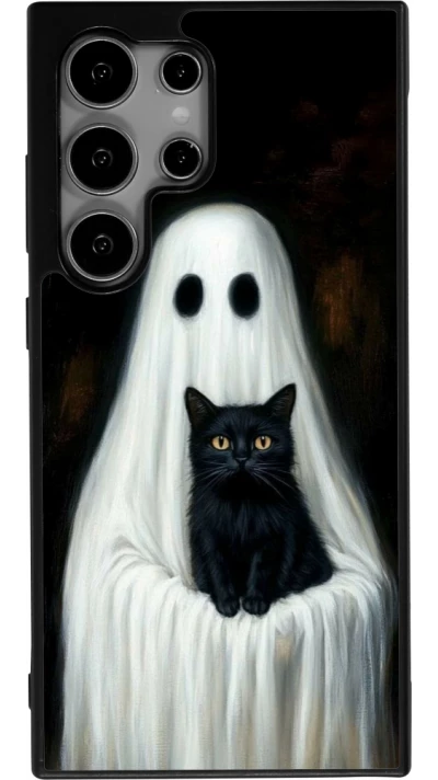 Coque Samsung Galaxy S25 Ultra - Silicone rigide noir Halloween 2025 Ghost with black cat