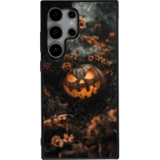 Samsung Galaxy S25 Ultra Case Hülle - Silikon schwarz Halloween 2025 Pumpkin with flowers