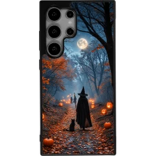 Coque Samsung Galaxy S25 Ultra - Silicone rigide noir Halloween 2026 Witch with a cat