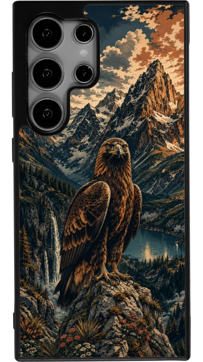 Coque Samsung Galaxy S25 Ultra - Silicone rigide noir Linocut Aigle Royal