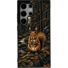 Coque Samsung Galaxy S25 Ultra - Silicone rigide noir Linocut Ecureuil