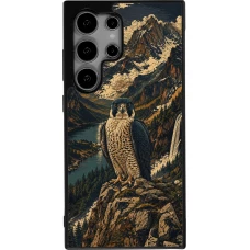 Samsung Galaxy S25 Ultra Case Hülle - Silikon schwarz Linocut Wanderfalke