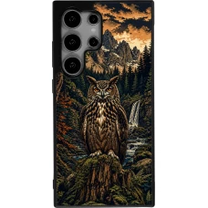 Coque Samsung Galaxy S25 Ultra - Silicone rigide noir Linocut Grand-Duc