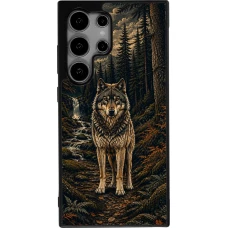 Coque Samsung Galaxy S25 Ultra - Silicone rigide noir Linocut Loup