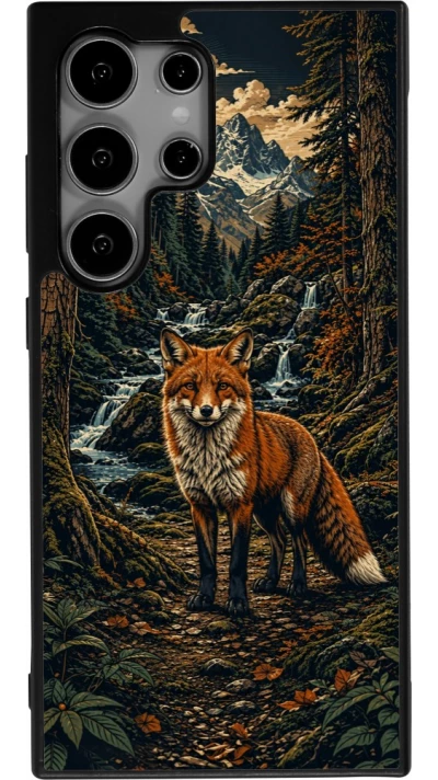 Coque Samsung Galaxy S25 Ultra - Silicone rigide noir Linocut Renard