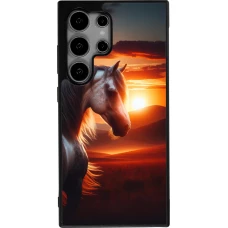 Samsung Galaxy S25 Ultra Case Hülle - Silikon schwarz Majestätischer Sonnenuntergang Pferd