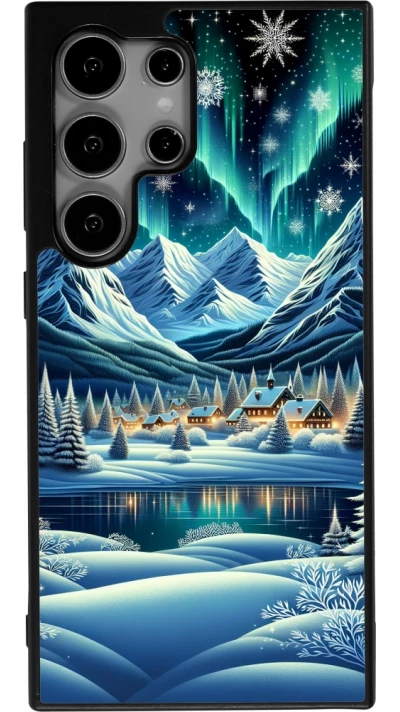 Coque Samsung Galaxy S25 Ultra - Silicone rigide noir Snowy Mountain Village Lake night