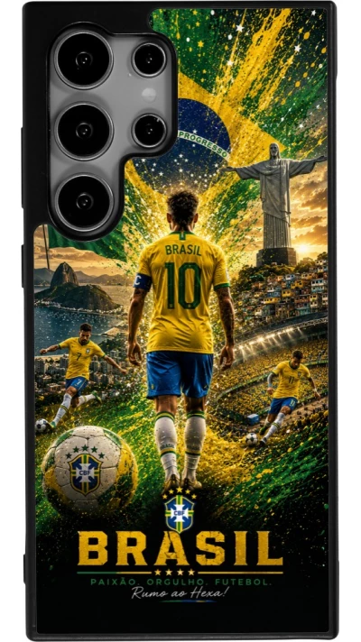 Samsung Galaxy S25 Ultra Case Hülle - Silikon schwarz Fussball Brasilien splash 2026