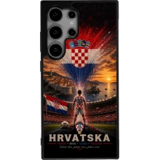 Coque Samsung Galaxy S25 Ultra - Silicone rigide noir Football Croatie splash 2026