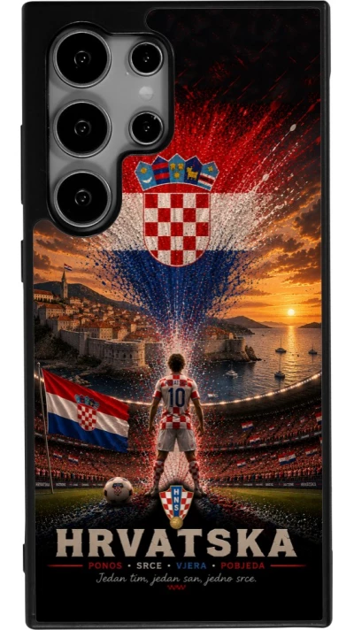 Samsung Galaxy S25 Ultra Case Hülle - Silikon schwarz Fussball Kroatien splash 2026