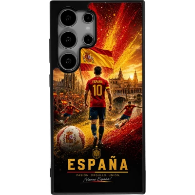 Coque Samsung Galaxy S25 Ultra - Silicone rigide noir Football Espagne splash 2026