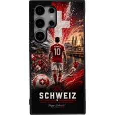 Coque Samsung Galaxy S25 Ultra - Silicone rigide noir Football Schweiz splash 2026