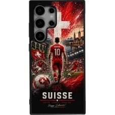Coque Samsung Galaxy S25 Ultra - Silicone rigide noir Football Suisse splash 2026