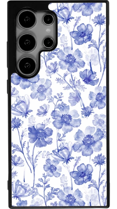 Coque Samsung Galaxy S25 Ultra - Silicone rigide noir Spring 23 watercolor blue flowers