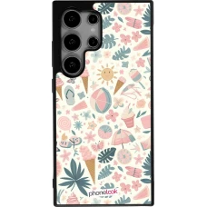Samsung Galaxy S25 Ultra Case Hülle - Silikon schwarz Sommer Pink Muster