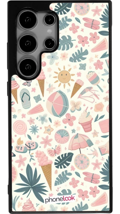 Coque Samsung Galaxy S25 Ultra - Silicone rigide noir Summer Pink Pattern