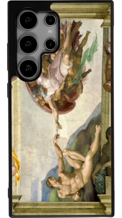 Coque Samsung Galaxy S25 Ultra - Silicone rigide noir Tableau art - La Création d’Adam - Michel-Ange