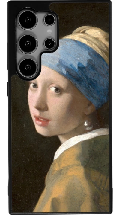 Coque Samsung Galaxy S25 Ultra - Silicone rigide noir Tableau art - La Jeune fille à la perle - Johannes Vermeer
