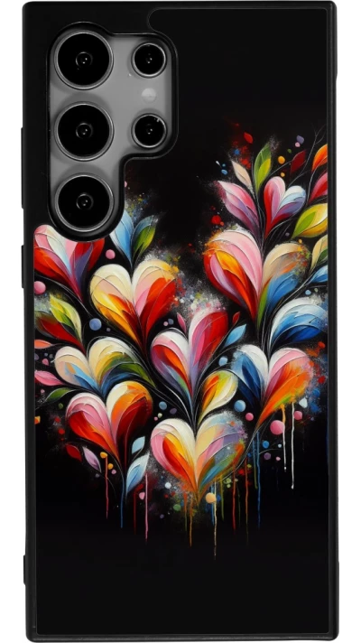Coque Samsung Galaxy S25 Ultra - Silicone rigide noir Valentine 2024 Coeur Noir Abstrait