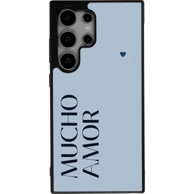 Samsung Galaxy S25 Ultra Case Hülle - Silikon schwarz Valentine 2024 mucho amor azul