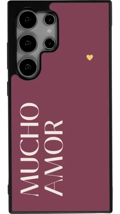 Coque Samsung Galaxy S25 Ultra - Silicone rigide noir Valentine 2024 mucho amor rosado