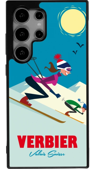 Coque Samsung Galaxy S25 Ultra - Silicone rigide noir Verbier Ski Downhill