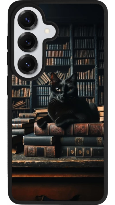 Samsung Galaxy S26 Case Hülle - Silikon schwarz Katze Bücher dunkel