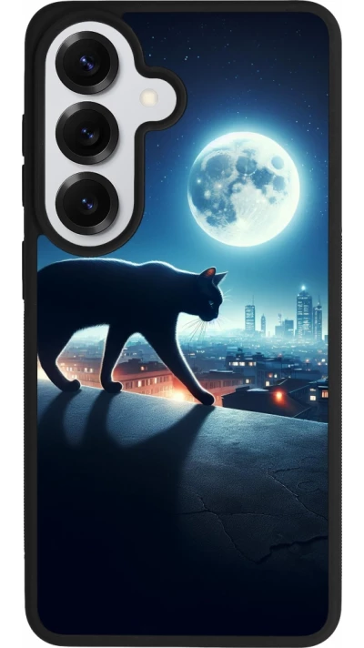 Samsung Galaxy S26 Case Hülle - Silikon schwarz Schwarze Katze unter dem Vollmond