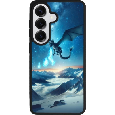 Coque Samsung Galaxy S26 - Silicone rigide noir Dragon nocturne montagne