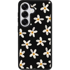Coque Samsung Galaxy S26 - Silicone rigide noir Easter 2024 white on black flower