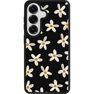 Coque Samsung Galaxy S26 - Silicone rigide noir Easter 2024 white on black flower