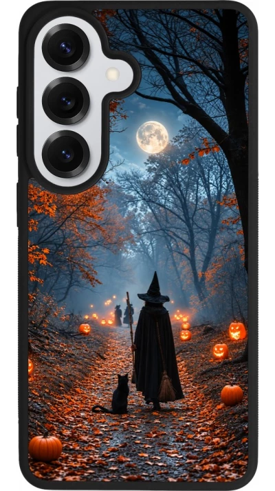 Samsung Galaxy S26 Case Hülle - Silikon schwarz Halloween 2026 Witch with a cat