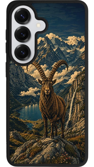 Samsung Galaxy S26 Case Hülle - Silikon schwarz Linocut Steinbock