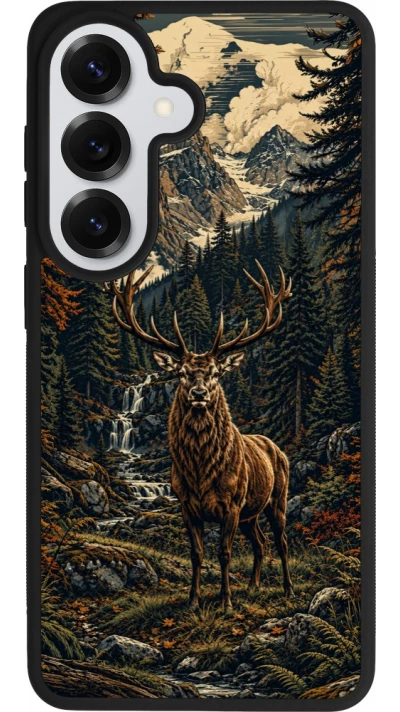 Samsung Galaxy S26 Case Hülle - Silikon schwarz Linocut Reh