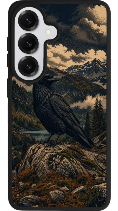 Samsung Galaxy S26 Case Hülle - Silikon schwarz Linocut Grosser Rabe