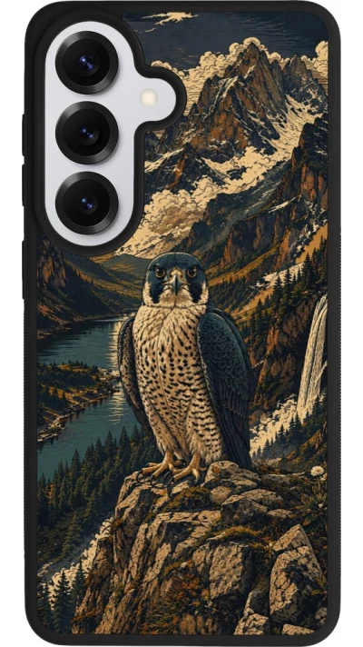 Samsung Galaxy S26 Case Hülle - Silikon schwarz Linocut Wanderfalke