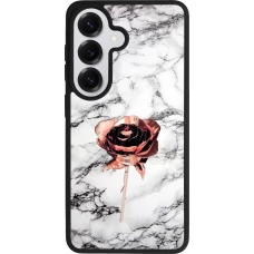 Coque Samsung Galaxy S26 - Silicone rigide noir Marble Rose Gold
