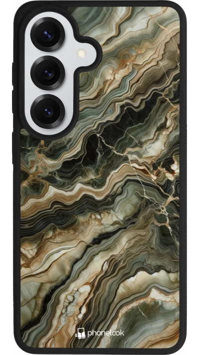 Coque Samsung Galaxy S26 - Silicone rigide noir Marbre Olive