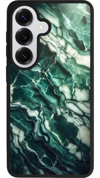 Coque Samsung Galaxy S26 - Silicone rigide noir Marbre vert majestueux