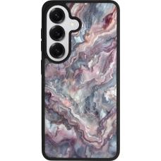 Coque Samsung Galaxy S26 - Silicone rigide noir Marbre violette argentée