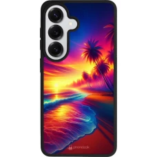 Coque Samsung Galaxy S26 - Silicone rigide noir Plage coucher soleil flashy