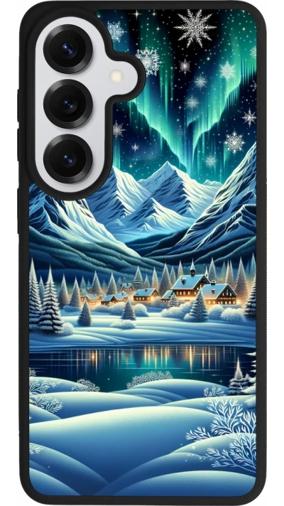 Coque Samsung Galaxy S26 - Silicone rigide noir Snowy Mountain Village Lake night